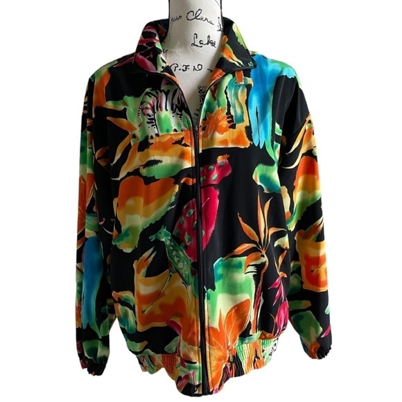 Vintage Erin London Safari Bomber Jacket | Zebra Jungle Print | Size M - Picture 5 of 12